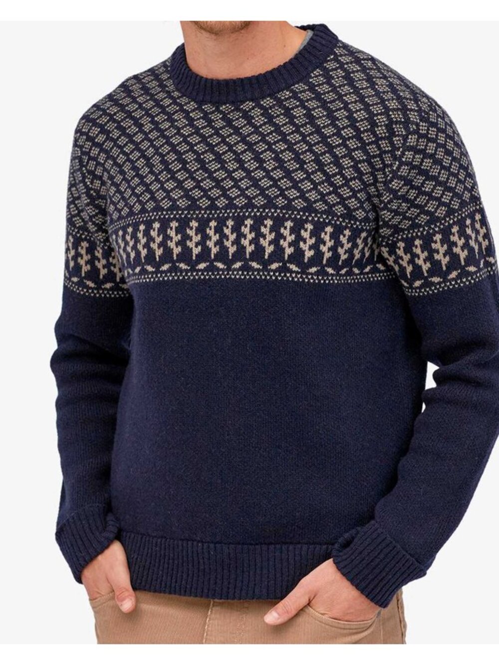 Patagonia Recycled Wool-Blend Fair Isle Crewneck Sweater Navy Size M